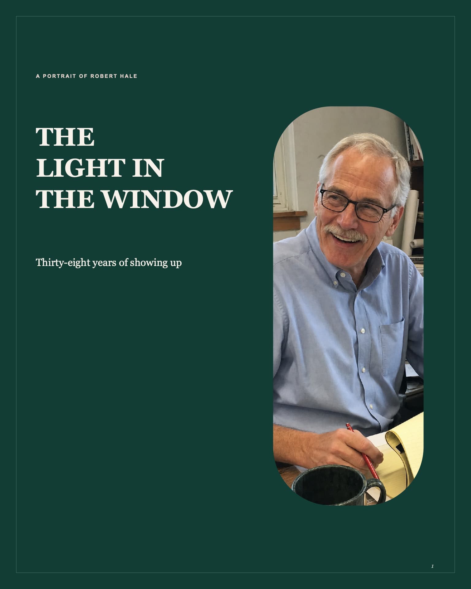 The cover of The Light in the Window, a retirement portrait of Robert Hale